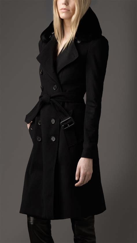 cashmere trench coat with fur burberry